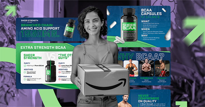 A woman holding an Amazon box